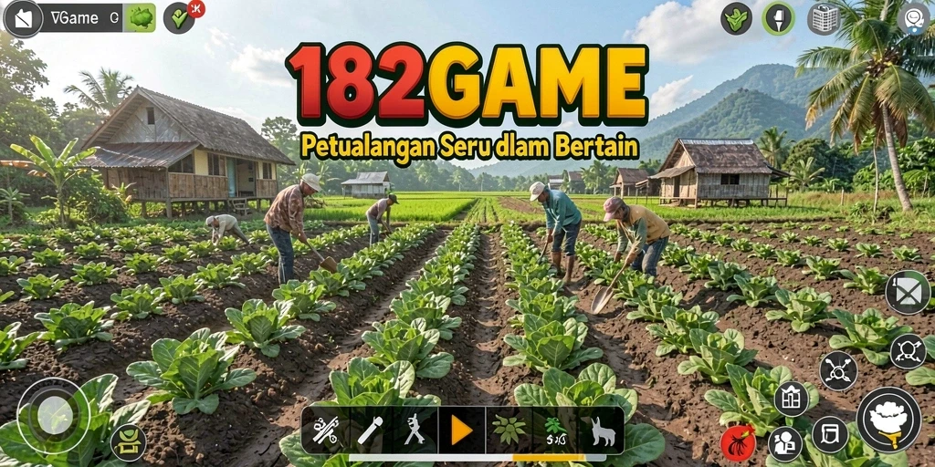 Screenshot gameplay menunjukkan aktivitas bertani dalam <strong>182GAME</strong> yang seru dan interaktif.