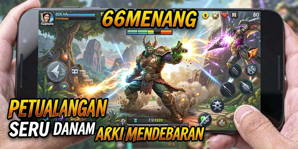 Tangkapan layar menampilkan aksi mendebarkan dalam 66MENANG.