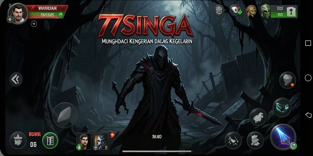 Screenshot gameplay menyeramkan dari 77SINGA dengan suasana horor yang kental.