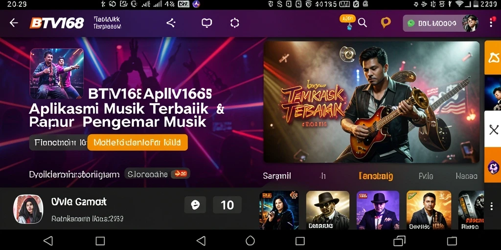 Tangkapan layar BTV168 menampilkan antarmuka aplikasi musik yang menarik.