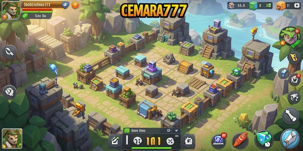 Gameplay seru CEMARA777 dengan menara dan musuh yang beragam.