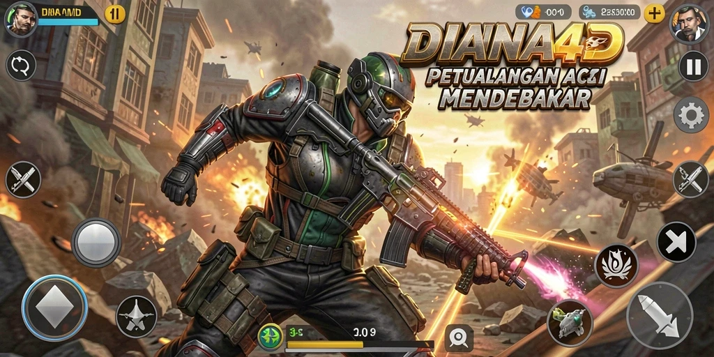Screenshot utama DIANA4D menampilkan aksi pertempuran yang mendebarkan.