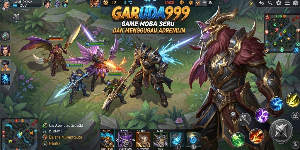 Tangkapan layar dari pertempuran seru dalam GARUDA999 MOBA.