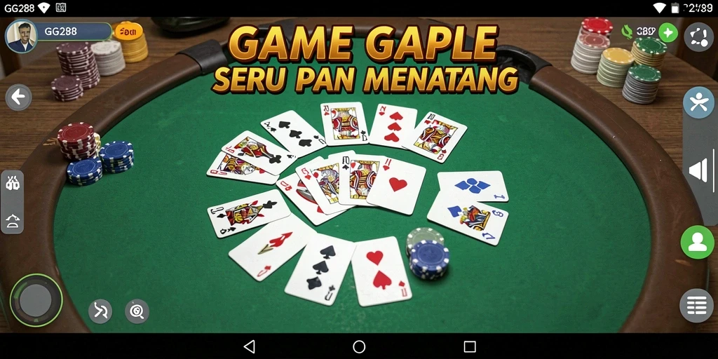 Tampilan gameplay Gaple GG288 yang seru dan interaktif.