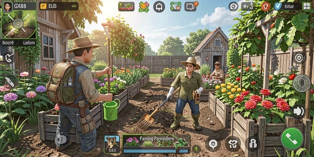 Tampilan gameplay menampilkan keseruan bertani di GX88.