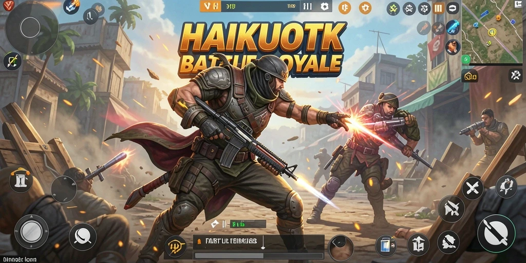 Tampilan gameplay <strong>HAIKUOTK</strong> yang menegangkan dalam pertempuran Battle Royale.