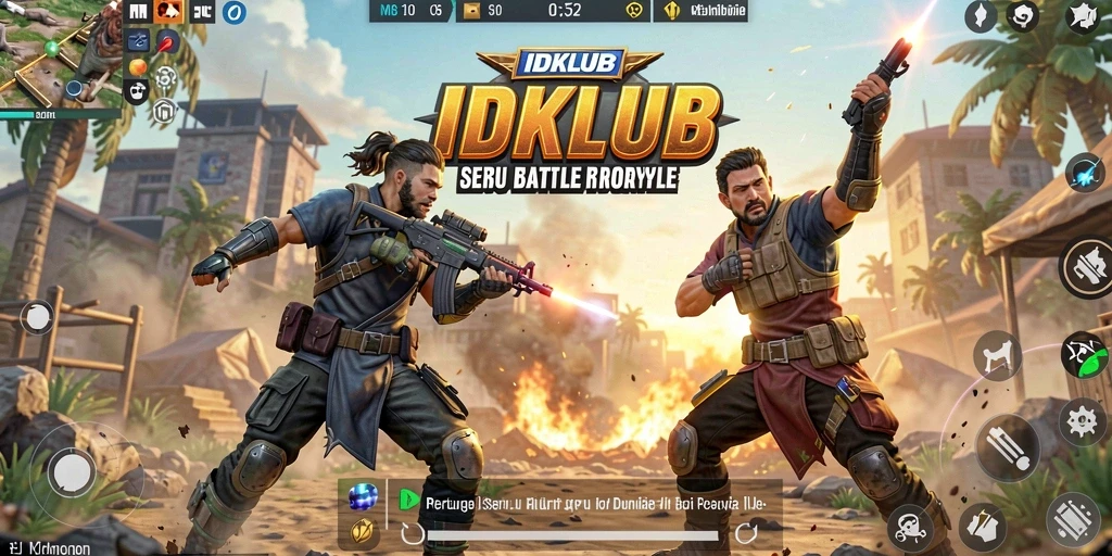 Tampilan gameplay mendebarkan di arena pertarungan Battle Royale.