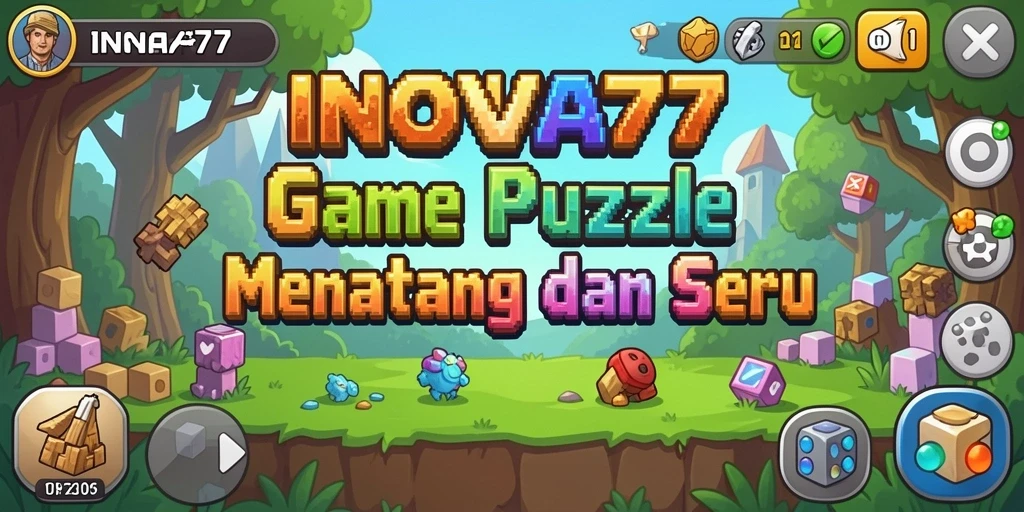 Screenshot utama INOVA77 menampilkan gameplay seru pada level puzzle.
