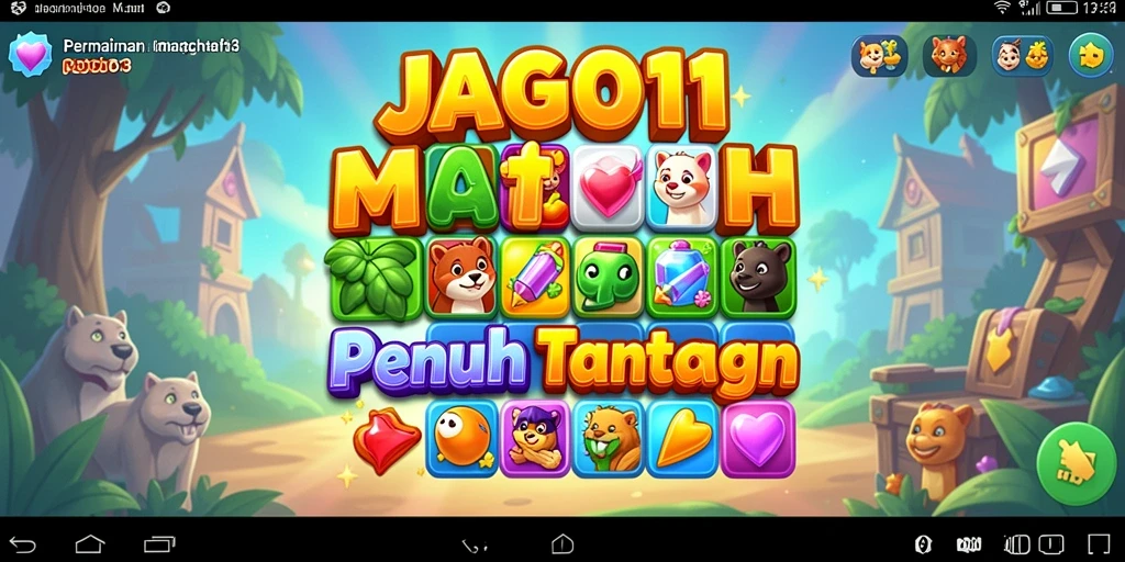 Screenshot dari gameplay JAGO11 yang menampilkan aksi Match-3 yang seru.
