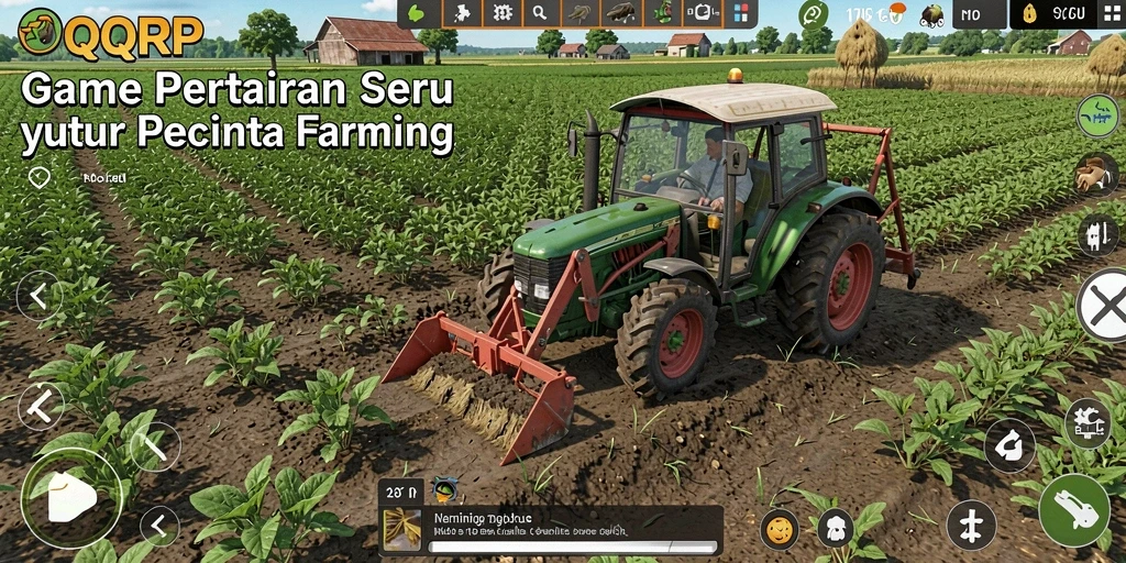 Screenshot gameplay QQRP menampilkan aktivitas pertanian yang menarik.