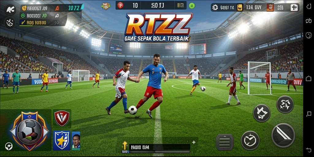 Tampilan gameplay mendebarkan dalam game sepak bola RTZZ.