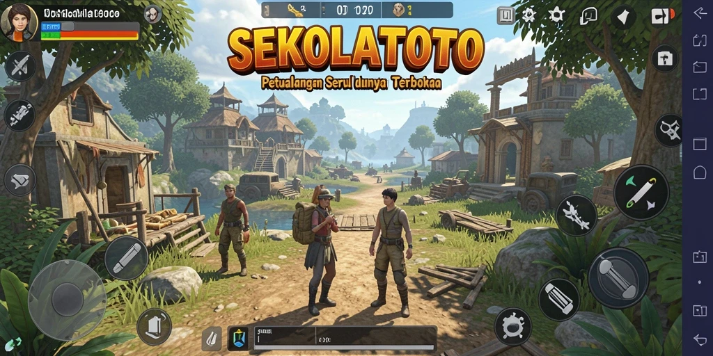Tangkapan layar dari gameplay SEKOLAHTOTO di dunia terbuka yang luas.