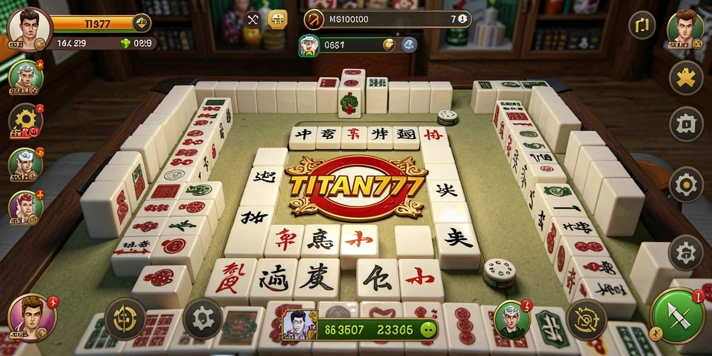 Screenshot permainan TITAN777 menampilkan serunya permainan Mahjong.