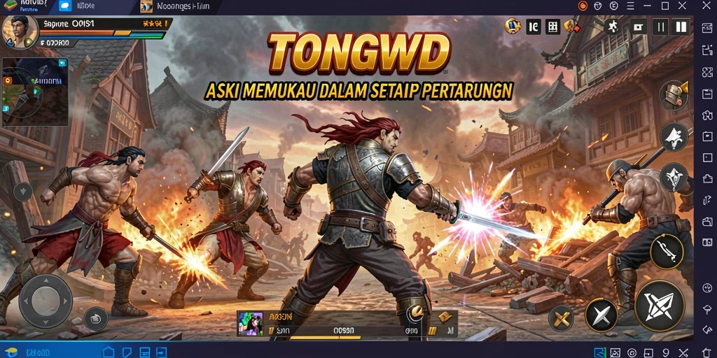 Screenshot TONGWD menampilkan pertarungan seru di arena aksi.