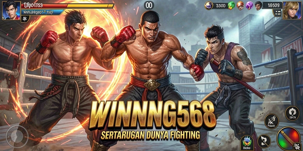 Menunjukkan pertarungan epik dalam gameplay WINNING568.