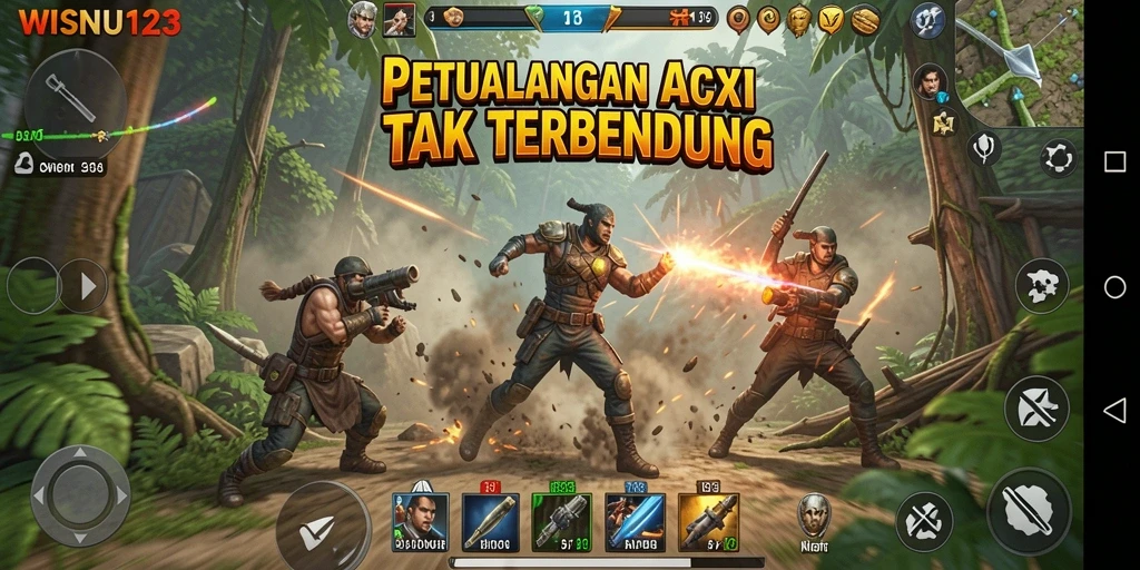 Menampilkan gameplay penuh aksi dalam WISNU123 yang mendebarkan.
