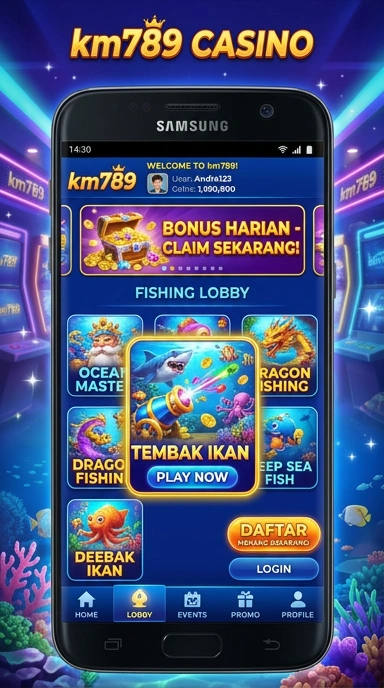 Tampilan beranda aplikasi km789 yang menarik dan mudah dinavigasi.